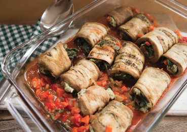 Eggplant Rolls with Creamy Vegetable Stuffing