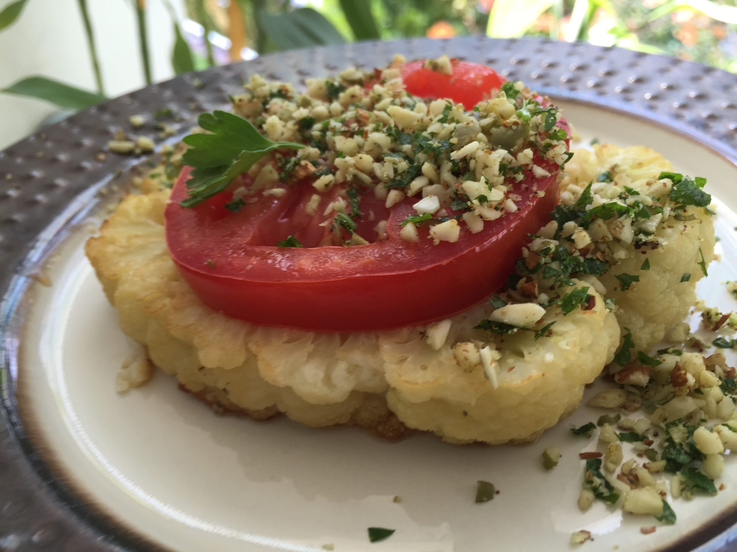 Cauliflower Steaks with Brazil Nut Parmesan