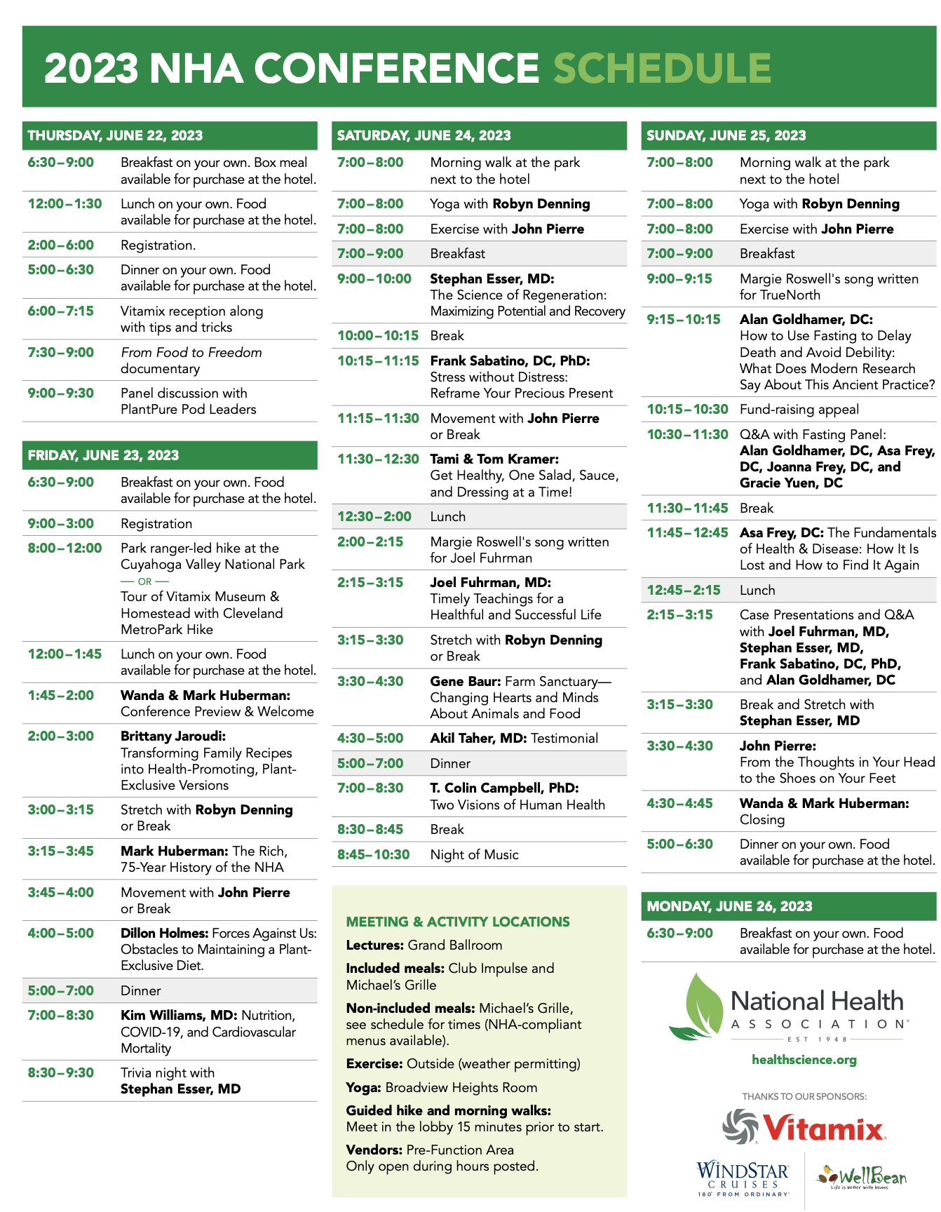 Conference Program.  Independence, OH. – 2023
