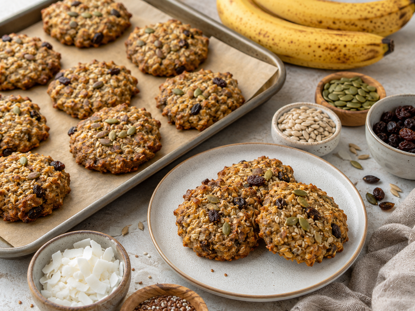 Flourless Three Seed Banana Cookies