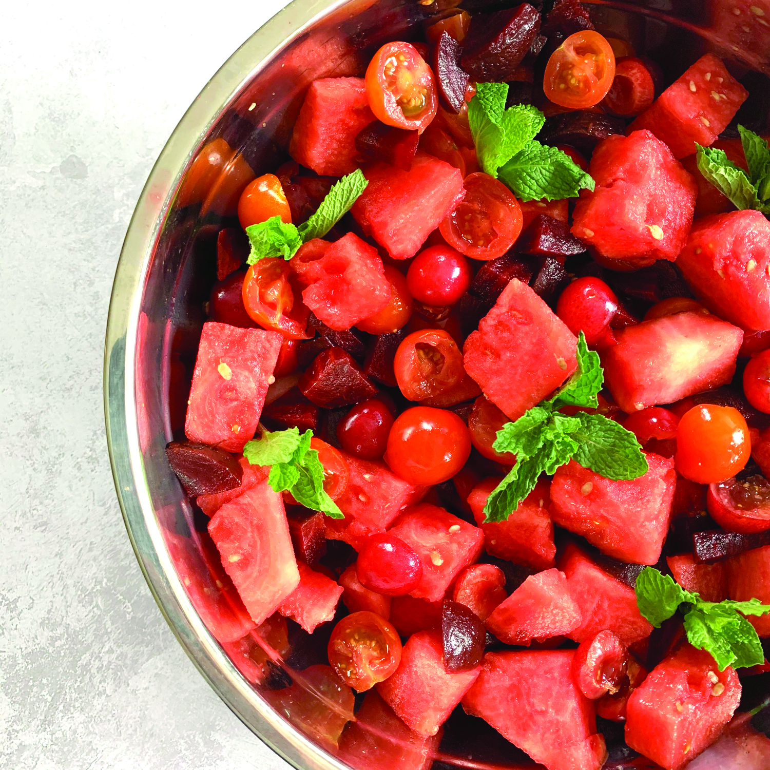 4-3-2-1 Watermelon-Cherry-Beet-Tomato Salad